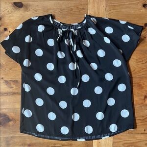 Banana Republic Black Blouse with White Polka Dots